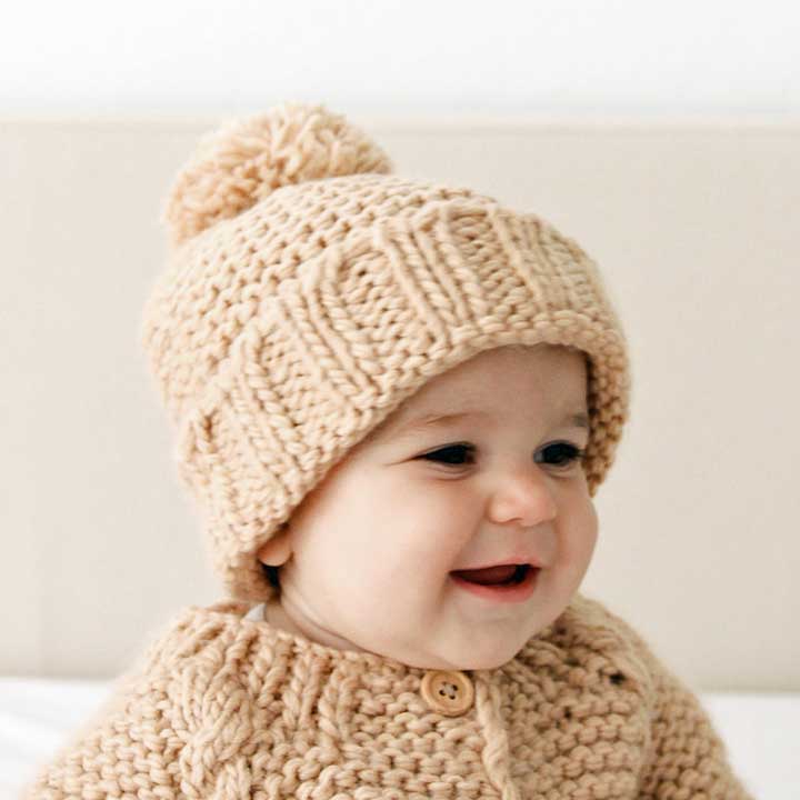 Latte Garter Stitch Beanie Hat Baby & Kids