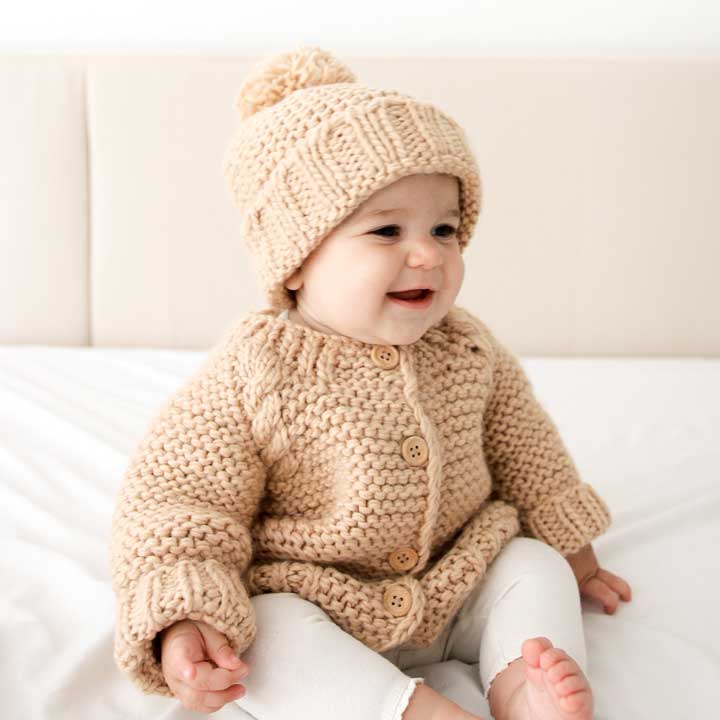 Latte Garter Stitch Cardigan Sweater Baby & Toddler