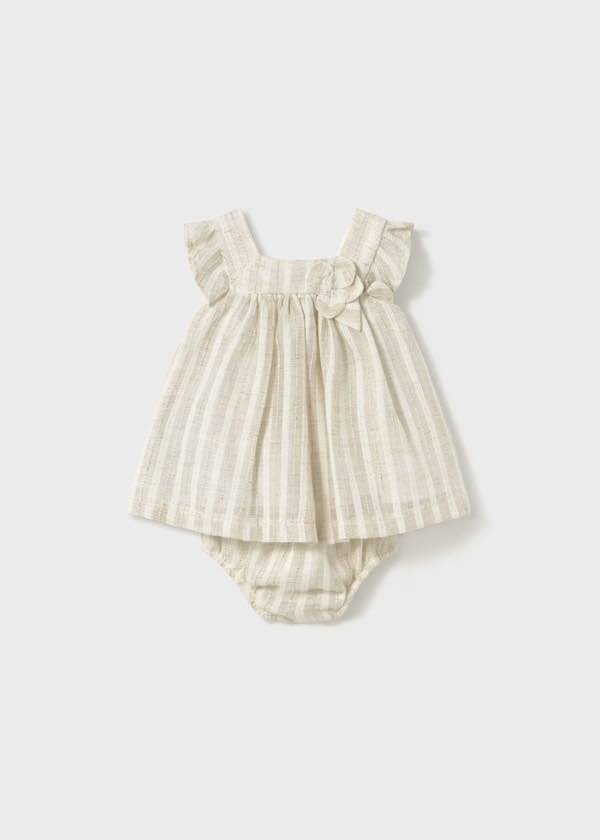 Mayoral Striped linen Dress with bloomers