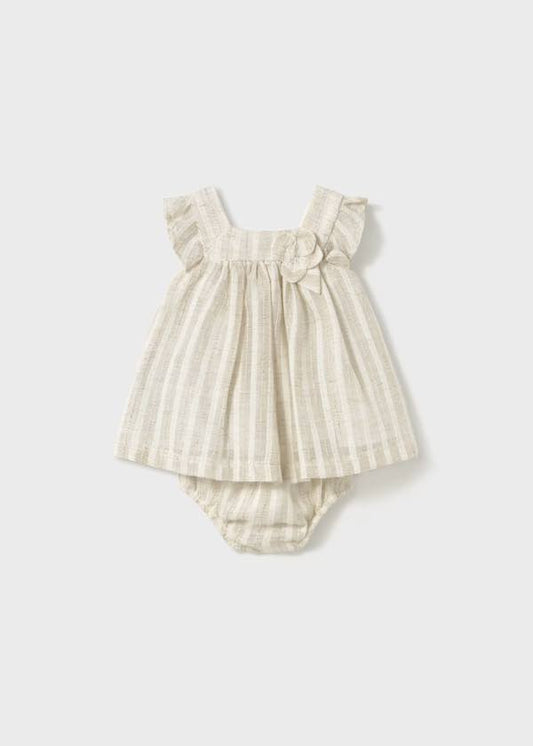 Mayoral Striped linen Dress with bloomers