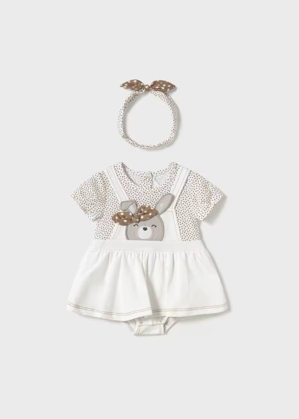 Mayoral Dungaree romper with headband