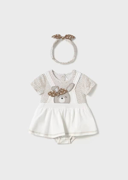 Mayoral Dungaree romper with headband
