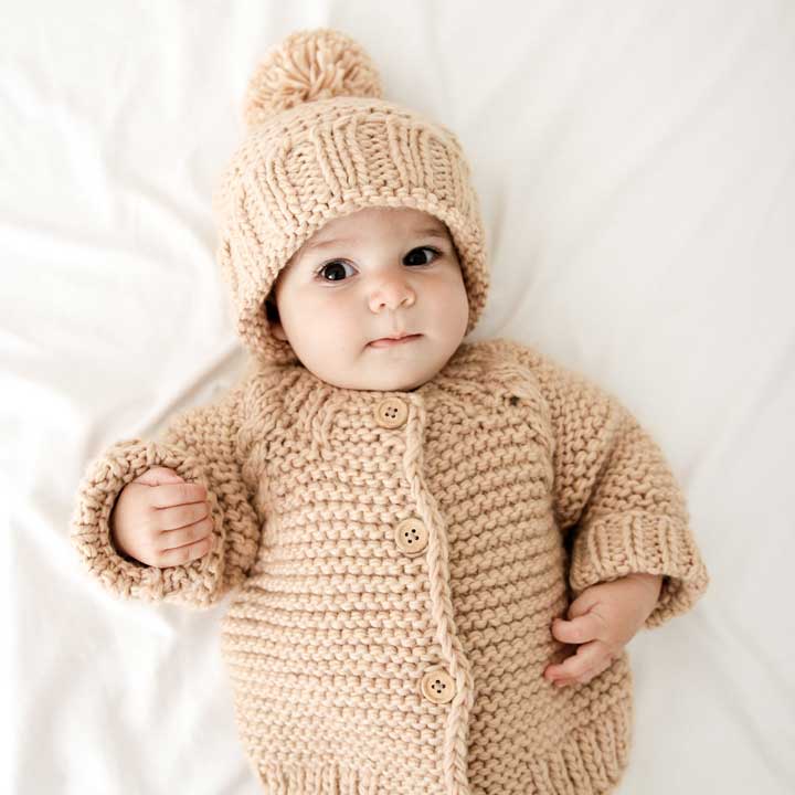 Latte Garter Stitch Cardigan Sweater Baby & Toddler