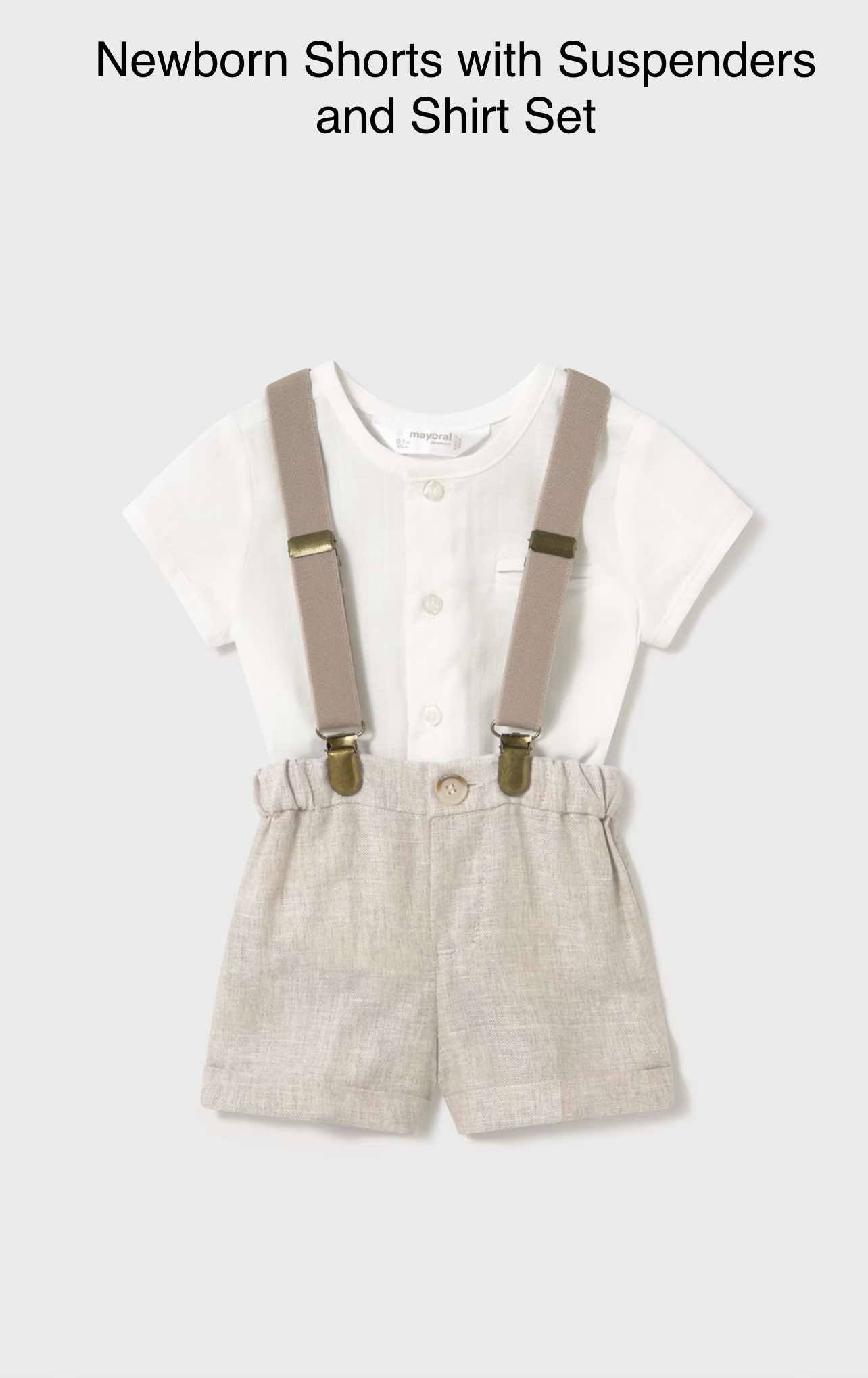 Shorts with suspenders and shirt set