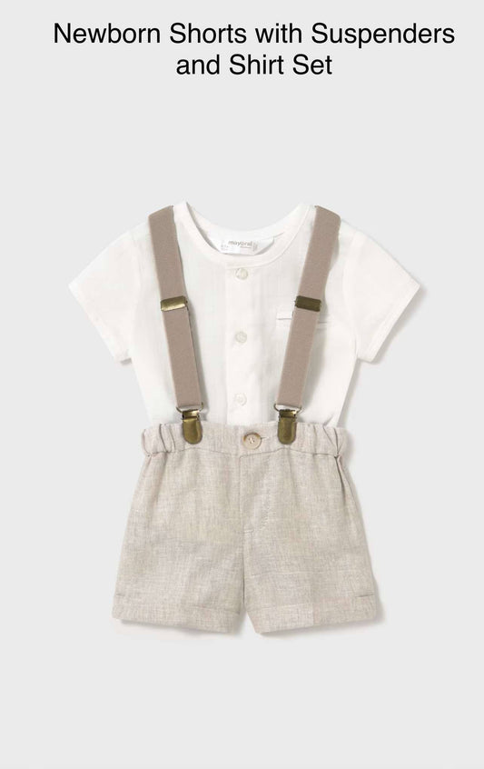 Mayoral Shorts with suspenders and shirt set