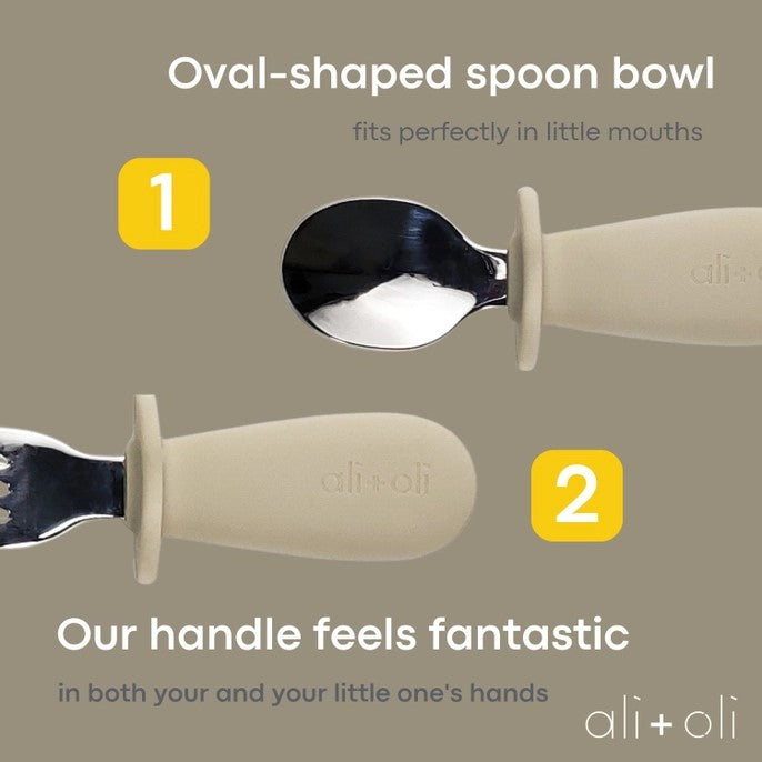 Spoon & Fork Learning Set for Toddlers (6m+) - Khaki