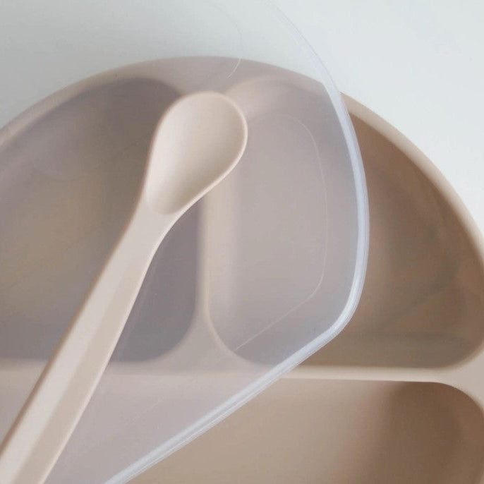 Silicone Suction Plate With Lid and Spoon