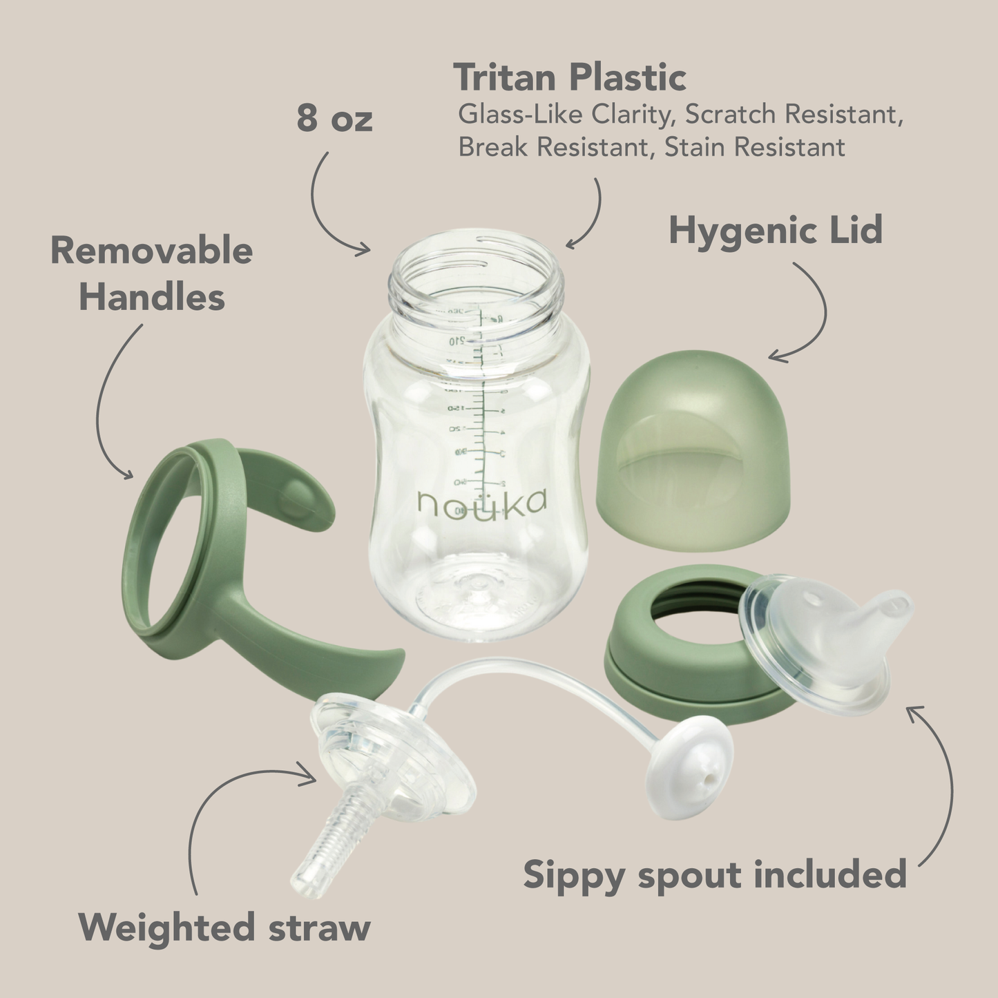 Noüka Transitional Sippy/Weighted Straw Cup - Soft Sand
