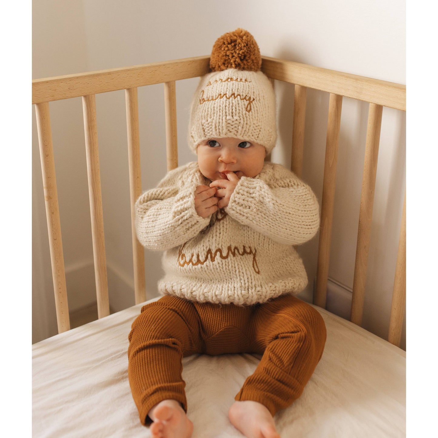 Snow Bunny Pecan Beanie Hat for Baby & Kids