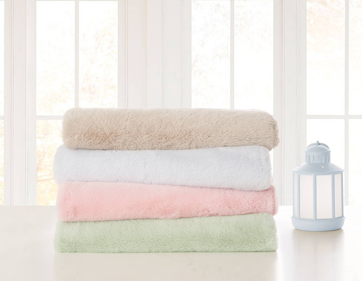 Faux Fur Stroller Blanket On Wooden Hanger Size | 30” * 36”