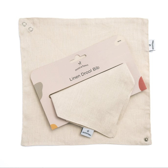 100% Linen Drool Bib - Beige