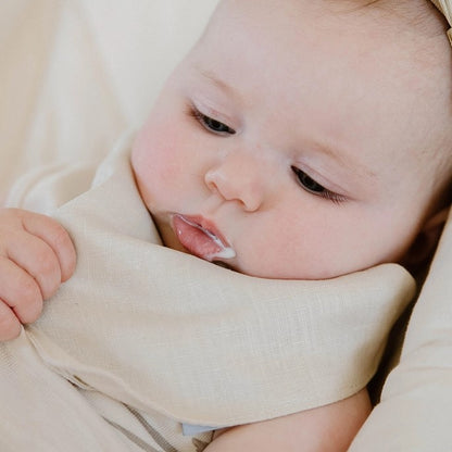 100% Linen Drool Bib - Beige