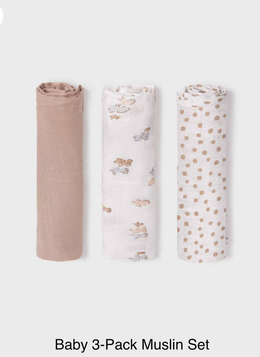 Mayoral Baby 3-Pack Muslin Set