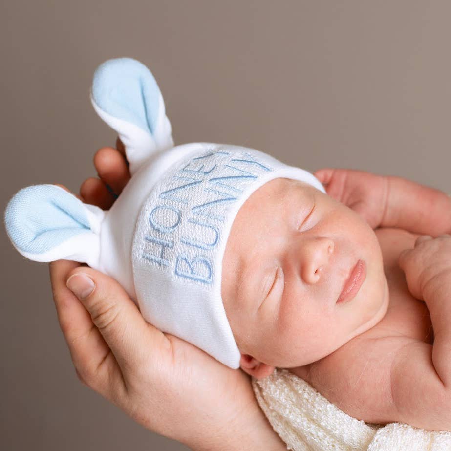 Honey Bunny Newborn Hat - Pink or Blue- Easter Babies!