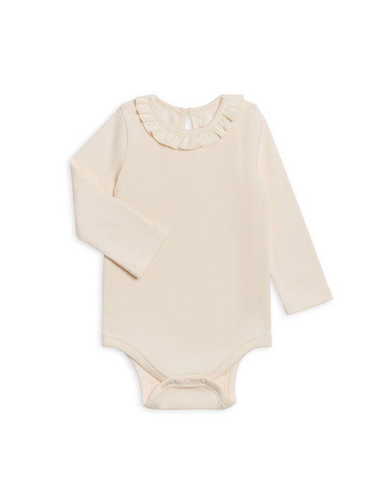 Irma Ribbed Ruffle Neck Bodysuit - Ivory