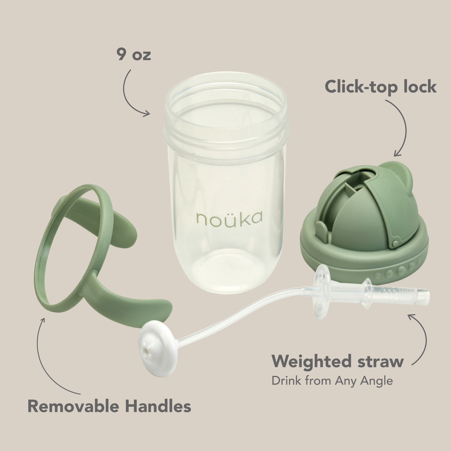 Noüka Weighted Straw Cup 9 oz - Soft Sand