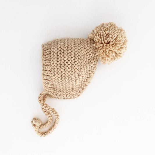 Latte Garter Stitch Knit Bonnet Baby & Kids