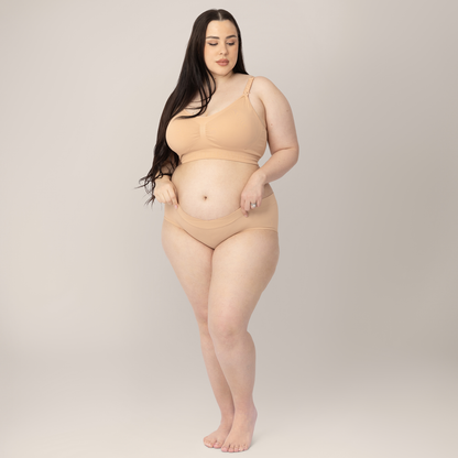 Bamboo Maternity & Postpartum Hipster Panties - Beige