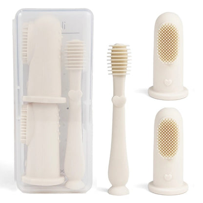 Baby Finger Toothbrush & Tongue Cleaner Oral Set (3m+) - Ivory