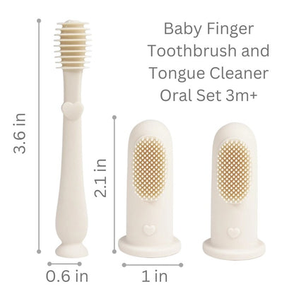 Baby Finger Toothbrush & Tongue Cleaner Oral Set (3m+) - Ivory