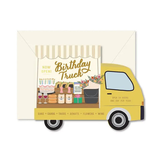 Birthday Truck die-cut folded Greeting Card