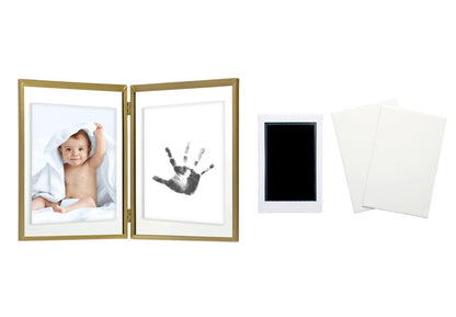 Hand or Footprint Frame and Clean Touch Ink Pad, Gold