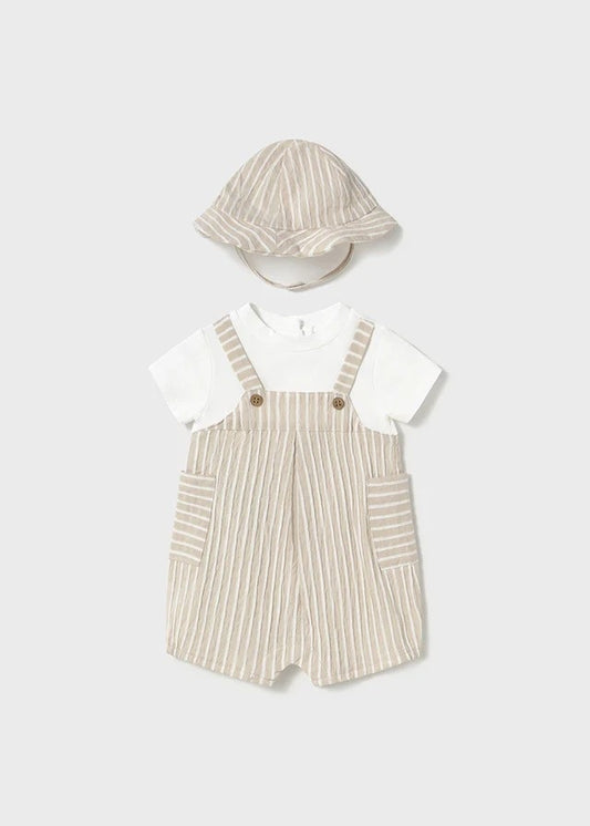 Mayoral Striped Simulated Dungaree with Hat