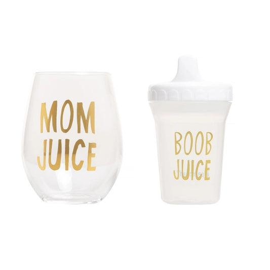 Mom & Baby Gift Set, Wine Glass And Bottle