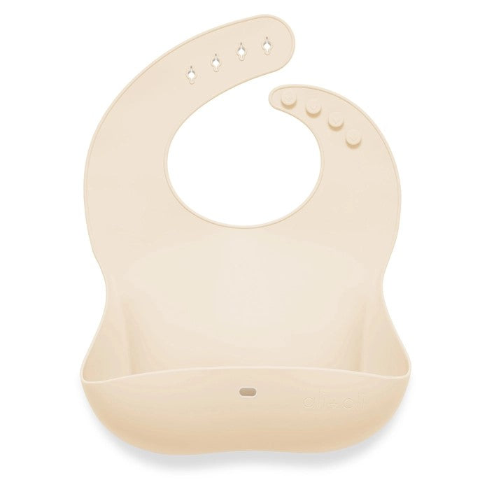 Silicone Baby Bib Roll Up & Stay Closed - Sand