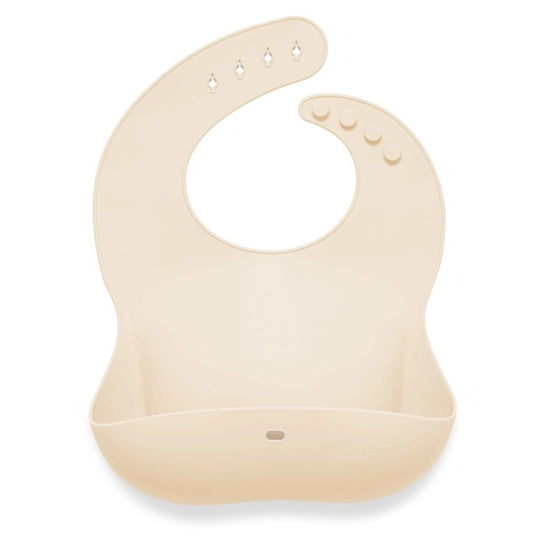 Silicone Baby Bib Roll Up & Stay Closed - Sand