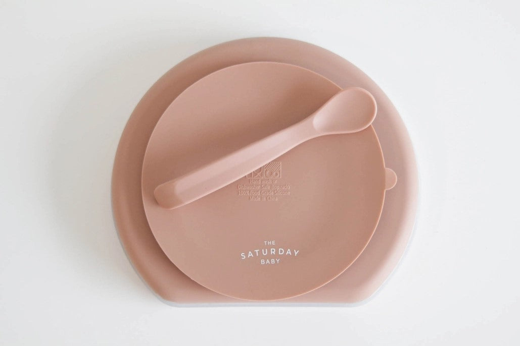 Silicone Suction Plate With Lid and Spoon