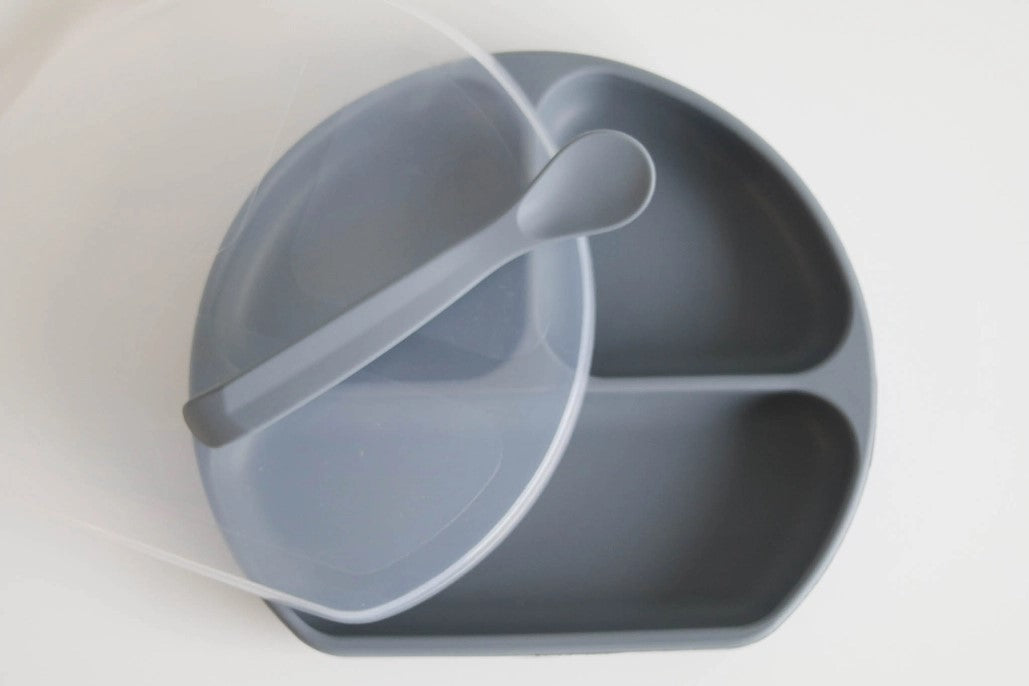 Silicone Suction Plate With Lid and Spoon