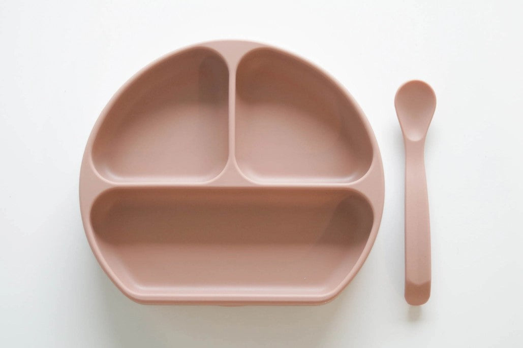 Silicone Suction Plate With Lid and Spoon