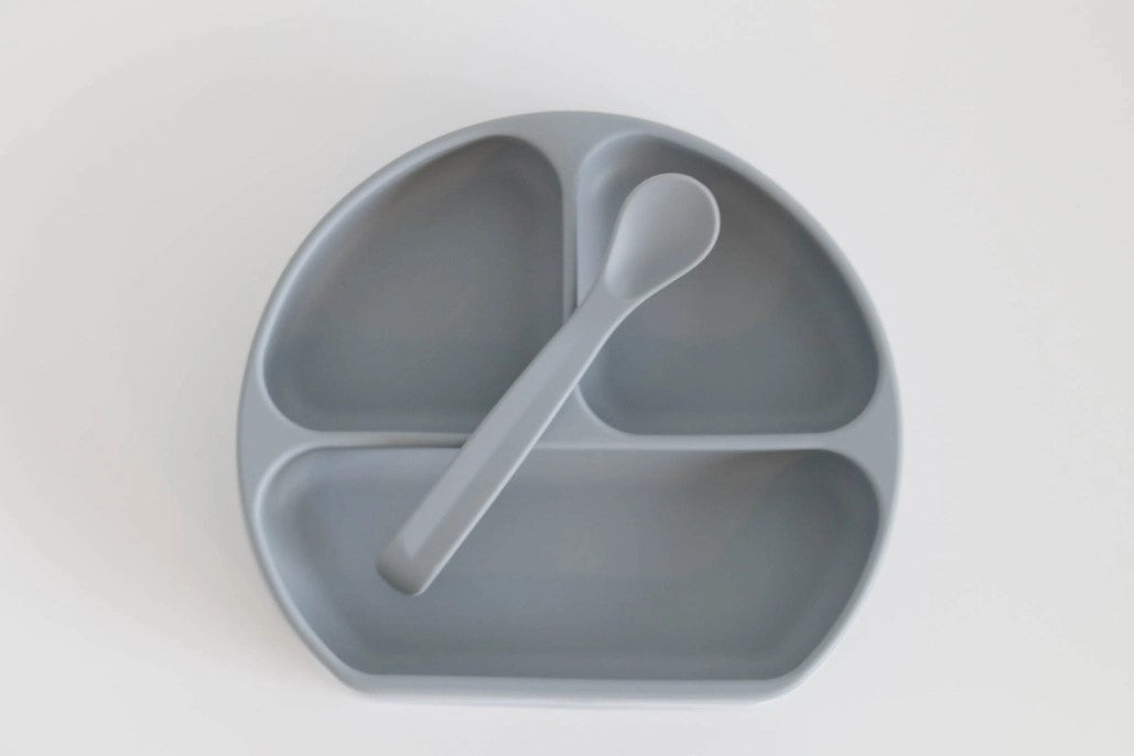 Silicone Suction Plate With Lid and Spoon