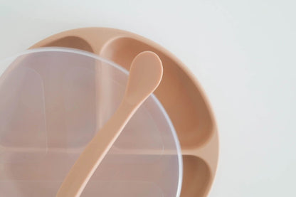 Silicone Suction Plate With Lid and Spoon