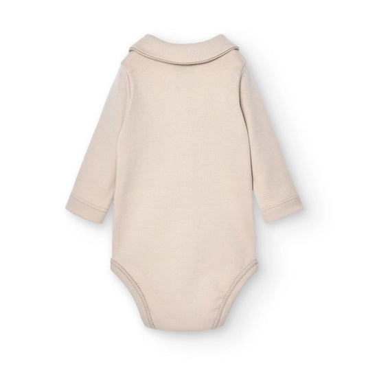 V-Neck Open Front Baby Bodysuit - Beige