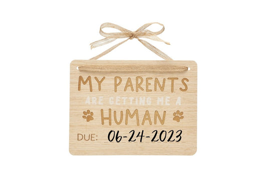 Wooden Pet Pregnancy Announcement Sign