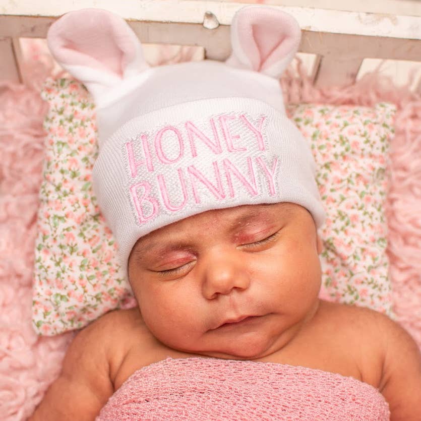 Honey Bunny Newborn Hat - Pink or Blue- Easter Babies!