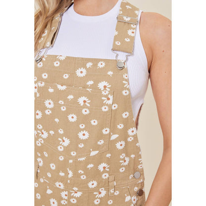 MINI OVERALL DRESS IN DAISY FLORAL PRINT