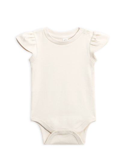 Organic Baby Pearl Petal Sleeve Bodysuit - Ivory