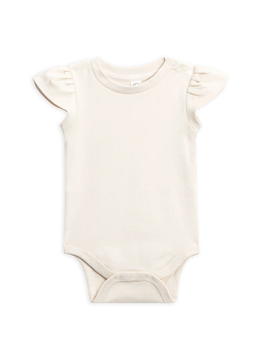 Organic Baby Pearl Petal Sleeve Bodysuit - Ivory